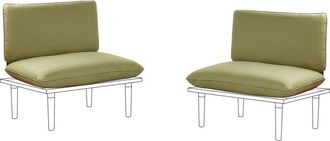 Beliani Conjunto De Fundas De Coj&iacute;n De Exterior Para Conjunto De Jard&iacute;n Para Cojines De Asiento Y Respaldo Verde Oliva Frascati