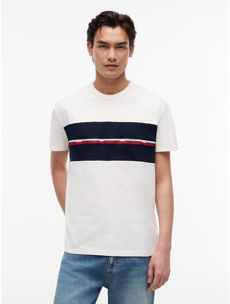 Tommy Hilfiger Mens Tommy Jeans Signature Logo Tape T-Shirt - White - M