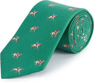 Oliver Brown Pure Silk Horse Racing Tie - Green