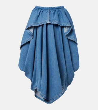 Loewe Asymmetrical denim midi skirt