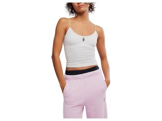Free People Movement Skinny Strap Logo Tank Top Womens Clothing White : MD (Womens 8-10), Cotton/Elastane/Viscose