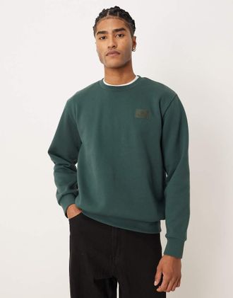 Timberland Felpa girocollo verde con logo in silicone