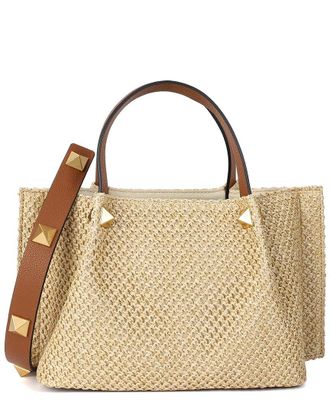 Tiffany & Fred Raffia & Leather Top-Handle S