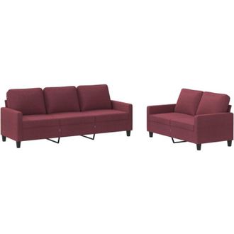 vidaXL Vidaxl - Juego De Sof&aacute;s Con Cojines 2 Piezas Tela Rojo Tinto