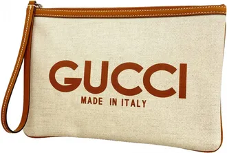 Gucci Ivory Canvas Clutch Bag (Pre-Owned)