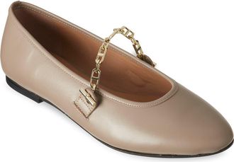 BOSS Diana Chain Mary Jane Ballet Flat in Open Brown at Nordstrom, Size 11
