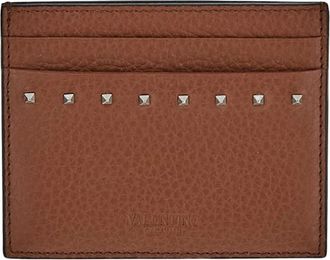 Valentino Garavani Kaarthouder met studs - Heren - Portefeuilles - Bruin - ONE Size - Leer - Accessoires