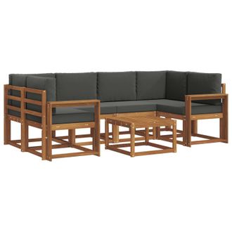 vidaXL Conjunto De Sof&aacute;s De Exterior 7 Pcs Natural Y Antracita Vidaxl