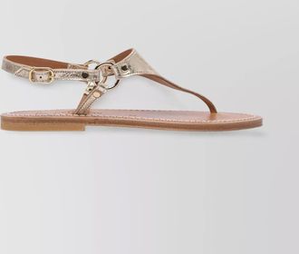 K.Jacques metallic buckle flat sandals open toe