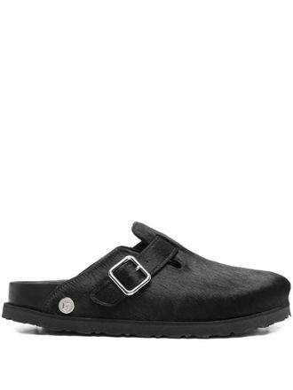 Birkenstock buckle-strap mules - women - Calf Suede/Pony Fur/Rubber - 39 Regular - BLACK