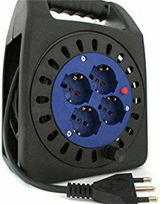 Trade Shop Trade Shop - Avvolgicavo Elettrico Prolunga Corrente Avvolgi Cavo 15 Metri 4 Prese Schuko 2p