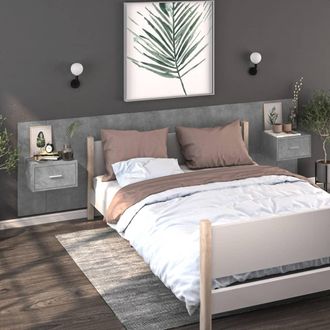 vidaXL Vidaxl - Mesitas De Noche De Pared 2 Unidades Color Gris Hormig&oacute;n