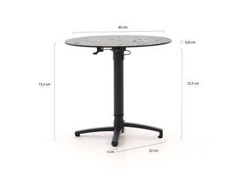 Bellagio la vita attrattiva Bellagio Canzo klaptafel &oslash;80 (h:73/109cm) verstelbaar