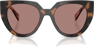 Prada Cat-eye Zonnebril - Dames - Zonnebrillen - Veelkleurig - 52 MM - Leer - Accessoires