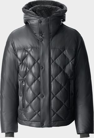 Mackage Men & apos;s Cash Down Quilted Leather Jacket with Shearling Hood