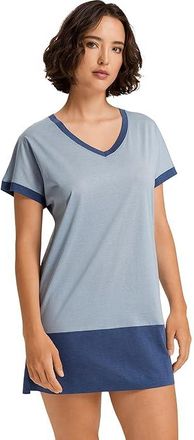 Hanro Laura Short Sleeve Big Shirt Nightgown Womens Pajama Sea Breeze : MD, Cotton