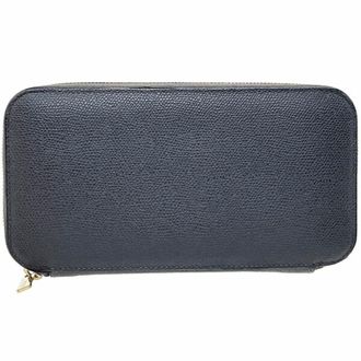 Valextra Charcoal Gray Leather Coin Purse/Coin Case (Pre-Owned)