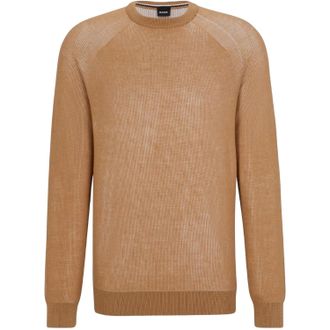 HUGO BOSS Fijn gebreide raglantrui voor heren (Medium Beige)