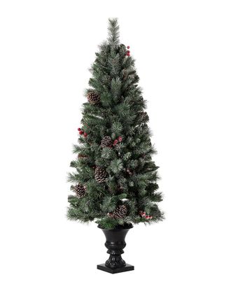 Glitzhome 5Ft Flocked Pine Porch Tree