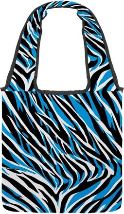 Generic Blue Zebra Stripes Reversible Canvas Shoulder Tote - Double-Sided Print, 12oz Cotton, 27cm Drop, Fold-Flat Bag for Travel, Shopping, Street Outings