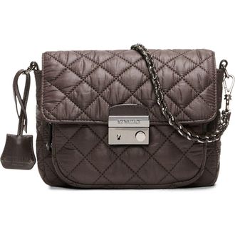 MZ Wallace Small Crosby Lock Quilted Nylon Crossbody Bag in Espresso at Nordstrom