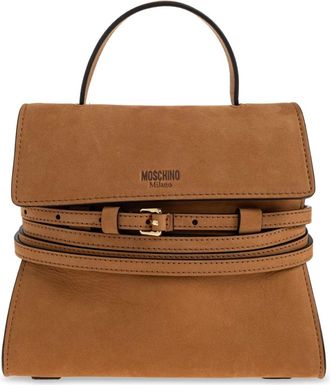 Moschino Tassen, Dames, Bruin, ONE Size, Su&egrave;de, Tie Me Suede Bag