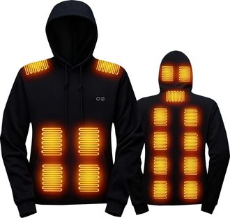 Generic Heated Hoodies for Men, Full Zip Electric USB Rechargeable Sweatshirt, 5/17/23 Heating Zones Bodywarmer Electrically, Cold Weather Outerwear Thermal T