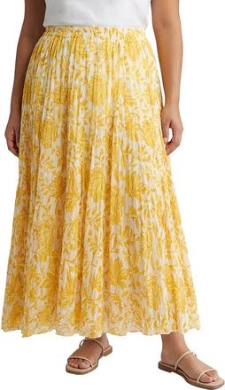 Jessica London Petite Flowing Crinkled Maxi Skirt in Golden Floral Tapestry at Nordstrom, Size 36