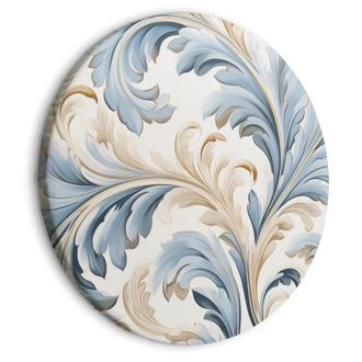 OEM Cuadro Redondo - Adornos Barrocos En Tonos Crema Claro Y Azul / Enredadera Barroca En Tonos Claros
