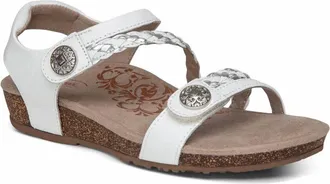 Aetrex Womens Jillian Braided Quarter Strap Sandal In White