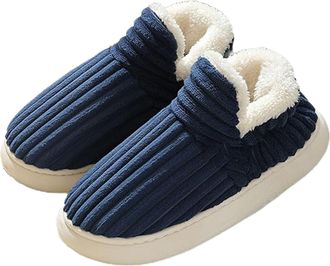 Generic Slipper Booties for Women Men, Slipper Winter Fuzzy Warm Thick-Soled House Cloud Slides, with Anti-Slip Sole (Blue,10-11)