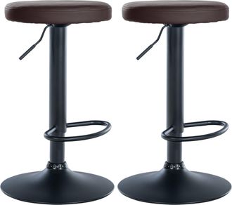 Clp Clp - Set De 2 Taburetes De Bar Ponte En Polipiel Marr&oacute;n Metal Negro Mate