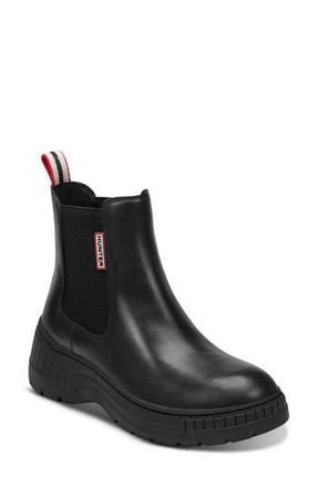 Hunter Neveah Slip-On Waterproof Chelsea Bootie in Black/black/signature at Nordstrom Rack, Size 10