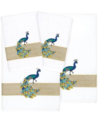 Linum Home Textiles 100% Turkish Cotton Penelope 4Pc Embellished Towel Set