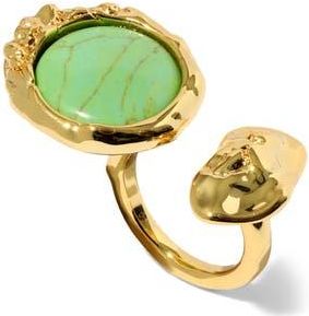 Alexis Bittar Brut Reconstituted Turquoise Coin Open Ring in Green/Gold at Nordstrom Rack, Size 7