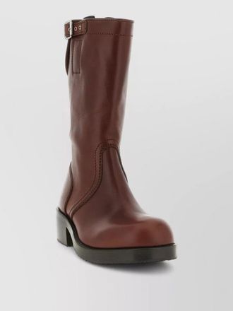 Dries Van Noten leather biker mid-calf boots