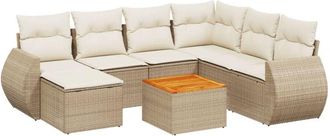 vidaXL Vidaxl - Juego De Sof&aacute;s De Jard&iacute;n Con Cojines Beige 8 Pzas Rat&aacute;n Pe