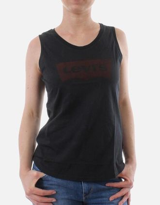 Levi's Womens LEVIS Womens Vest Tops Crew Neck Levi Sleeveless Ladies Summer Casual Tank Top S - Black - Size: 10/8