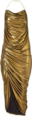 Marc Jacobs metallic draped midi dress - women - Elastane/Polyester - M - Gold