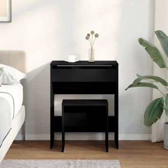 Berkfield Home Beautiful Dressing Table & Stool Black 60x40x113.5 cm