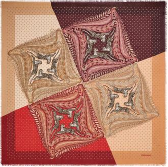 Ferragamo Sciarpa in cashmere con stampa Madras - Rosso