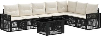 vidaXL Conjunto De Sof&aacute;s De Jard&iacute;n 8 Uds. Negro Y Blanco Crema Vidaxl