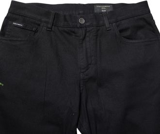 Dolce & Gabbana Black Floral Cotton Skinny Men Denim Jeans Elastane Clothing
