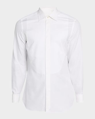 Dunhill Mens Cotton and Silk Bib-Front French Cuff Dress Shirt