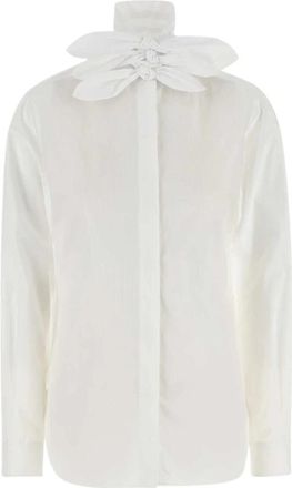 Moschino Katoenen blouse met strikdetail - Dames - Overhemden - Wit - S - Katoen - Overhemden