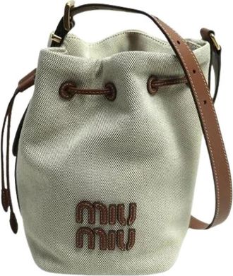 Miu Miu Pre-owned Canvas Schoudertas - Dames - Vintage Tas - Beige - ONE Size - Vintage