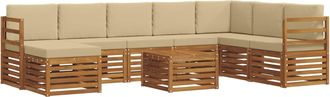vidaXL Conjunto De Sof&aacute;s De Exterior 9 Uds. Natural Y Beige Vidaxl