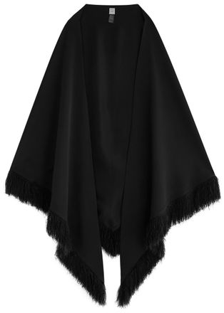 Toteme Fringed Crepe de Chine Scarf - Black - One Size