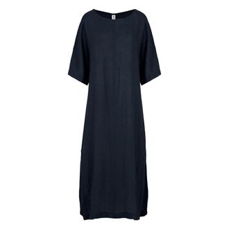Bomboogie Vestido recto de lino - Dresses - Mujer - Azul - S