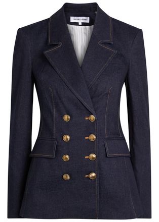 Veronica Beard Claude Dickey Double-breasted Denim Blazer - Dark Blue - 12 (UK16 / XL)